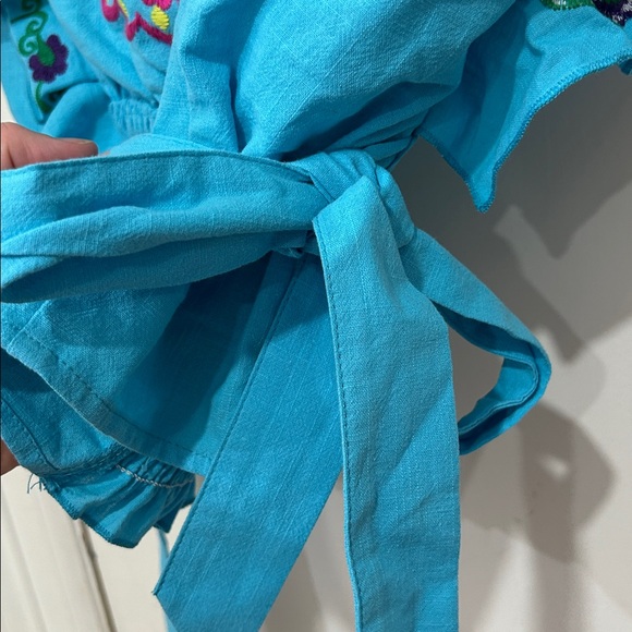 Embroidered Mexican Blue Women's Top- never worn size large - Picture 3 of 6